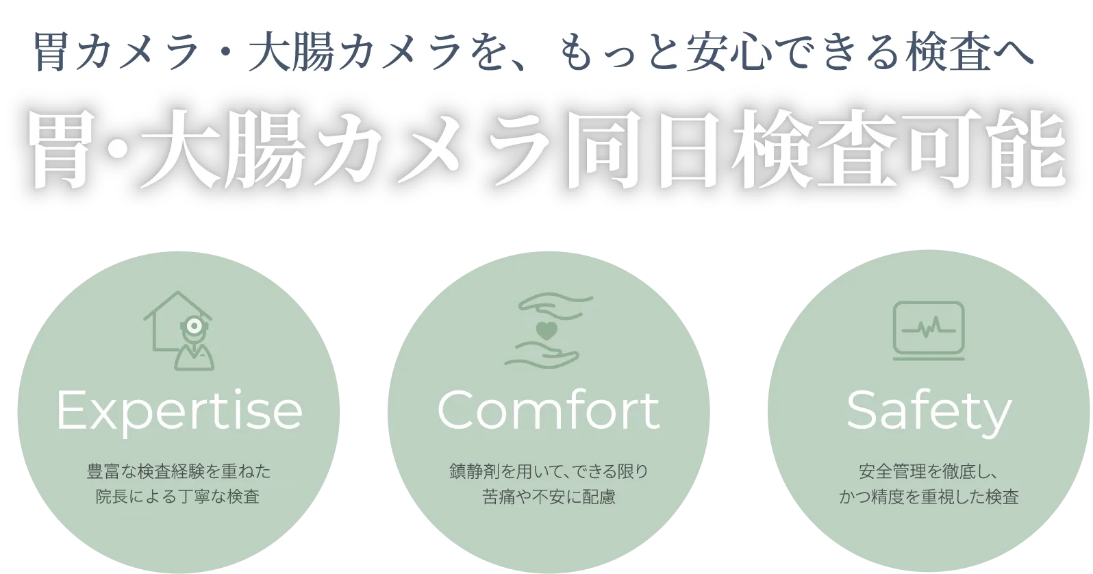 胃カメラ・大腸カメラを、もっと安心できる検査へ 胃・大腸カメラ同日検査可能
